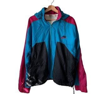 Vintage 90s Nike Color Block Wind Breaker Coat Track Jacket Size M
